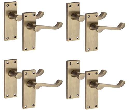Golden Grace 4 Pairs Victorian Scroll Latch Handle Antqiue Brass Finish 120 x 40mm