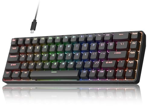 DIERYA DK68-C 60% Teclado para juegos HE, interruptor magnético intercambiable en caliente, disparo rápido, activación ajustable, tasa de sondeo de 8000Hz, retroiluminación RGB, compacto de 68 teclas