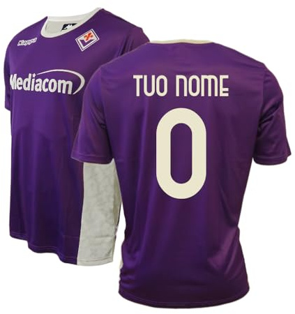 ZeroPlayer Maglia Replica Ufficiale Fiorentina Personalizzabile con Nome e Numero a Scelta, Modello Home Stagione 2025/2026, Viola, Bianco, Adulto, Ragazzo, Bambino, Taglia Large