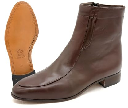 MARTTELY Stivali da uomo scarpe da lavoro con suola in pelle stivaletti con cerniera, marrone, 43 EU