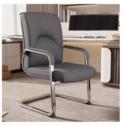 Stapelbare Konferenzstühle mit mittlerer Rückenlehne, Leder, Büro-Gästestühle mit Schlittenfuß und Armlehnen für Empfang und Wartezimmer, Nero Executive Schreibtisch-Sitzgelegenheit