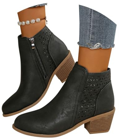ticticlily Stivaletti Donna con Cerniera Primaverili Estivi Stivali Corti Scarpe Casual Ankle Boots con Tacco