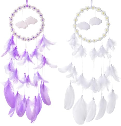 2 Stück Traumfänger, OhebEsx 60cm Dreamcatcher Vintage Feder Traumfänger, Handgefertigt Dream Catchers im Böhmischen Stil für Wandbehang Wohnkultur Ornamente Handwerk Zimmerdekoration