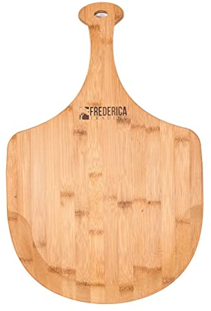 Frederica Trading Bamboo Pizza Peel Paddle | Wooden Paddle for Baking, Bread, Fruits & Vegetables | Lightweight Cutting Board With Handle for Home & Oven - XL Size