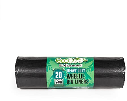 Bolsas de basura superfuertes con 20 ruedas, capacidad de 240 litros, bolsa negra