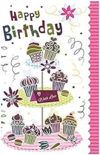 Susy Card 40009537 Geburtstagskarte Etagere mit Muffins, Maße: 17 x 11 x 0, 1 cm