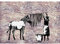 Runa Art Fototapete Washing Zebra Banksy 352 x 250 cm Vlies Tapeten XXL Moderne Wandtapete Wohnzimmer Schlafzimmer Braun 9388011b