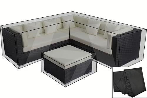 OUTFLEXX Premium Abdeckhaubenset für Lounge theBox-A/-D: 18229/18230/ 18231/16069, schwarz, wasserbeständig, Schutzhülle Schutz-Haube