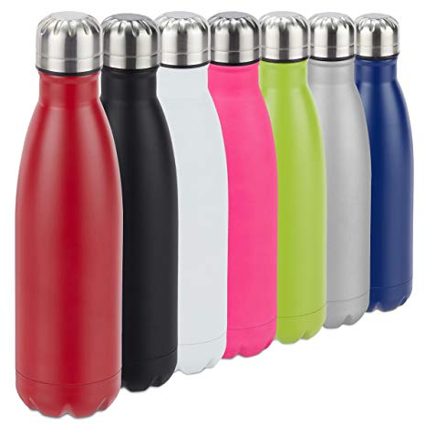 Relaxdays Bottiglia Termica in Acciaio Inox, Chiusura Ermetica, per Bevande Calde e Fredde, Borraccia Isolante 500 ml, Rossa