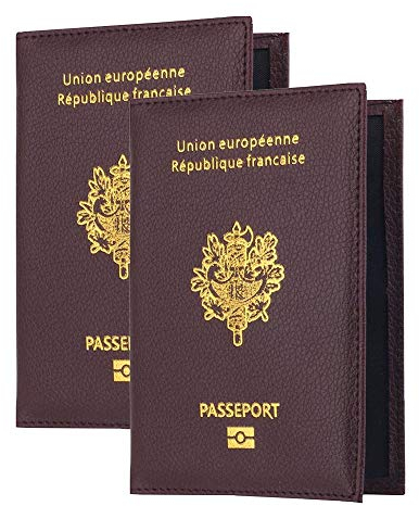 beifon 2 Stück Reisepasshülle Premium Kunstleder Reisepass-Schutzhülle Halter in Braun Reisepass Etui für Reisedokumente und Ausweis