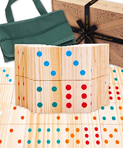 Jaques of London Wooden Giant Dominoes Games for 1 year + | Giant Outdoor Games | Garden Dominoes for Children | Outdoor Games for Kids | Since 1795