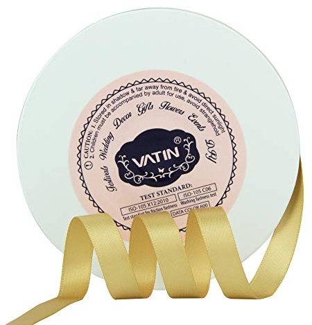 VATIN 10mm Double Faced Gold Polyester Satin Ribbon - 45 Metre for Gift Wrapping Ornaments Party Favor Braids Baby Shower Decoration Floral Arrangement Craft Supplies