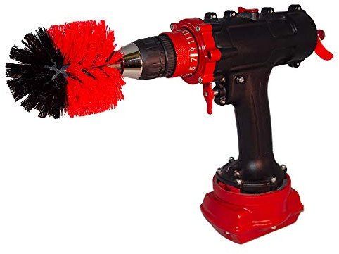 Kornely™ Brosse de Perceuse Premium-Rigide, Rouge, 8.5cm. Nettoyeur Professionnel à Puissance. Ne Raye Pas les Surfaces. Pour Garage,Briques,Carreaux,Pierre,Cheminée et Nettoyage des Jantes de Voiture