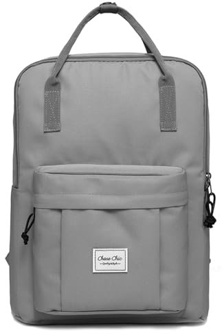 Chase Chic Schulrucksack für Teenager Mädchen, leichter und wasserdichter Schulrucksack, Multifunktions Schulrucksack für Reisen/Ausflüge/Universität/Schule S-Grau