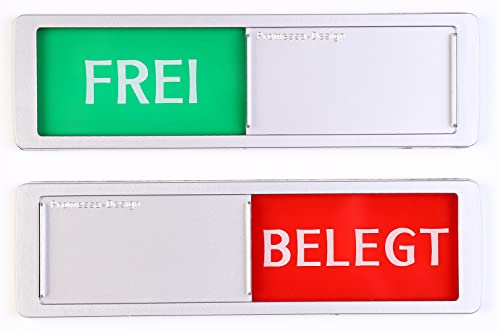 FREI - BELEGT Schild XL - Mit Schieber - Frei Besetzt Schiebeschilder - Klebeschild - 17,5 x 5 x 0,7 cm - Montage: 3M Klebefläche - Schilder mit Schiebefunktion.