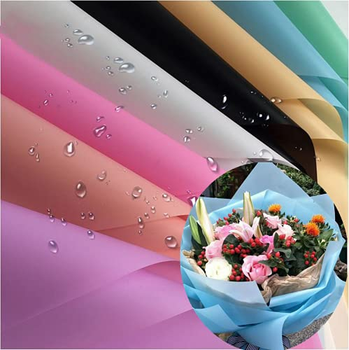Xshelley (24 Blatt) 8-farbige Blumensträuße, DIY Handwerk, Geschenkverpackung oder Geschenk-Box-Verpackung, wasserdichtes Blumen-Geschenkpapier 58 x 58 cm