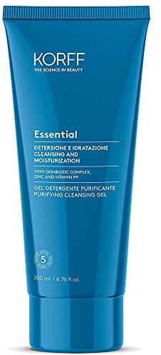 KORFF Essence Gel Detergente Viso, Texture Fresca, Arricchito con Zinco e Pantenolo, per Pelle Mista e Grassa, 200ml