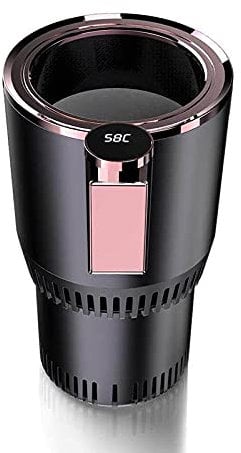 KüHler AutoküHlbecher, Isolierter Becher Schnelle KüHlheizung Mit Led Temperaturanzeige Kaffee, Milch, Bier, GeträNke,Black