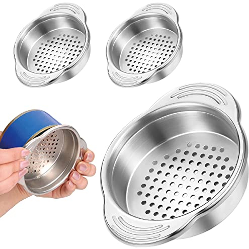 Colador de latas de atún de acero inoxidable con tapa de colador para latas de alimentos, escurridor de aceite eliminador de tamiz líquido