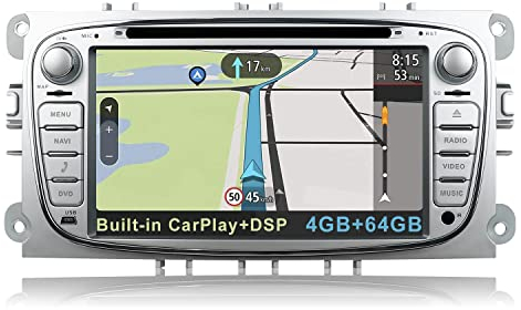 YUNTX Android 12 Autoradio mit navi für Ford Focus Mondeo S-Max C-Max Galaxy: 64GB+4GB CD DVD Player Eingebauter/CarPlay/Android Auto/DSP Unterstützung GPS DAB Bluetooth WiFi 4G USB Bildschirm 2 din
