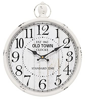 Menterry Europäische Retro-Wanduhr. Altmodisches antikes Design im rustikalen Vintage-Stil. Batteriebetriebene stille Dekor Wanduhren für Küche, Bauernhaus, Loft, Büro, (11,8 H x 9,3 W) (Weiß)