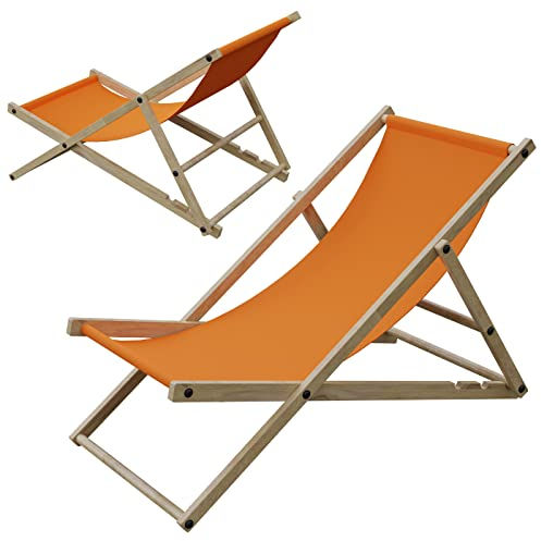 myowntrade Liegestuhl Liege Stuhl Strand Strandliege Sonnenliege Gartenliege Klappstuhl Orange