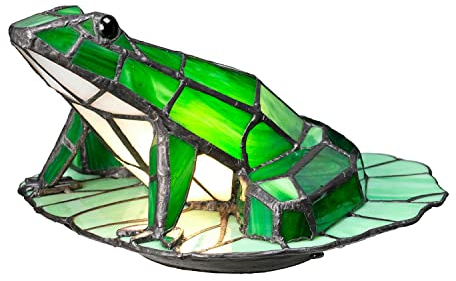 Licht-Erlebnisse Dekorative Tischlampe Glas Tiffany Stil Frosch Grün inkl. G9 LED Tischleuchte Dekolampe innen
