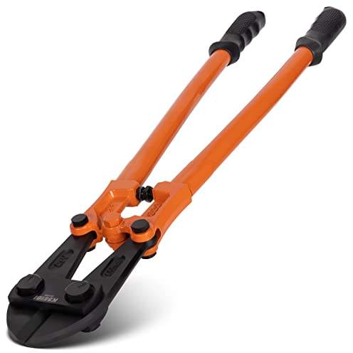 KSEIBI 141590 Robuster großer Bolzenschneider 76,2 cm zum Schneiden von Zaun, Stahldraht, Kette, Schrauben, Nieten, Vorhängeschloss und Metallstangen mit ergonomischem Soft-Grip-Gummigriff
