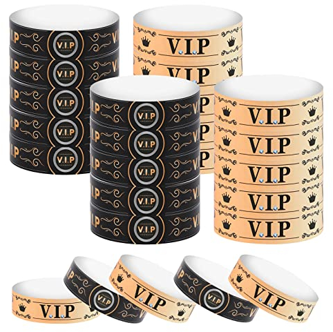 MWOOT 200 Pièces Bracelets VIP en Papier (Imperméable et Anti-déchirure) Pour Soirées Concert Bar événementiel, Bracelets Identification VIP, B