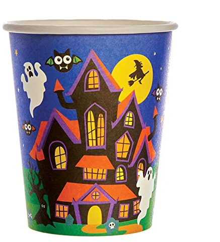 Baker Ross FX223 Halloween Party Cups - Pack of 10, Disposable Paper Cups, Kids Party Table Decoration, Halloween Party Supplies, Party Cups