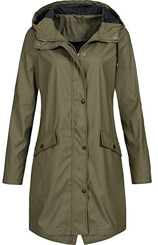Regenjacke Damen Lang,Regenjacke Damen Wasserdicht Atmungsaktiv,Regenmantel für Damen,Leicht Jacke Windbreaker Wasserdicht Regenparka Outdoorjacke Trenchcoats Windjacke mit Kapuz