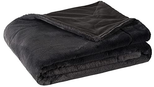 Moon - Wohndecke mit Hasenfelloptik - 150x200 cm - 500 g/m² -Kuscheldecke Sable in super Soft - (anthrazit)