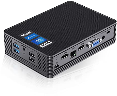 MeLE Mini PC, QuieterHD3 Celeron N5105 8GB 128GB Micro PC, Petit Ordinateur de Bureau sans Ventilateur avec WiFi, BT5.1 pour L'affichage Numérique Industriel IoT Business