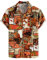 LucMatton Men's Casual Linen Breathable Short Sleeve Button up Shirt Summer African Pattern Hawaiian Beach Tops Orange XXX-Large