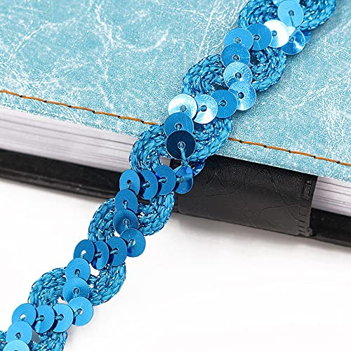 15 Meter 15mm Pailletten Spitzenband Paillettenband Spitzenborte Dekoband Zierband Borten Bänder Bling Glitzer Pailletten Bänder Trim Bortenband für DIY Nähen Handwerk Deko Bastelprojekte,Blau