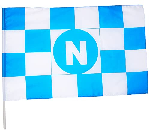 Bandiera Napoli Calcio Grande a Scacchi Bianca Azzurra 3 Scudetti 145cm x 90cm Stampa con la N