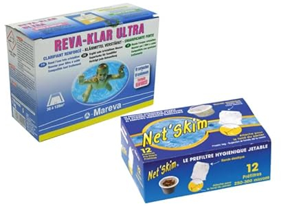 Mareva Pack Cartouches clarifiantes Reva-klar - 1 kg - Pré-filtres jetables Net’Skim