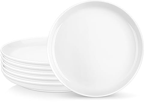 MALACASA, Serie REG, 8,5 Pastateller Set mit 6, Weiß Porzellan Servierteller, Dessertteller für Kuchen, Teller Set Vorspeisen, Mittagessen, Sandwiches, für Hochzeit, Party