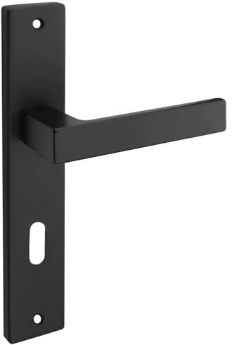 Gedotec Drückergarnitur Schwarz matt [BB - Buntbart] 1x Tür Beschläge Langschild I Türgriffe Innentüren Din Norm 72 mm I Türklinke für Türstärke 35 – 47 mm | Türbeschlag mit Befestigungsmaterial