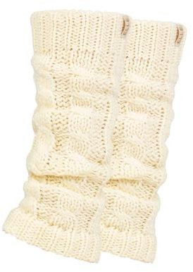Elle Ladies Chunky Leg Warmers - Winter Warm Cable Knit Patterned for Ballet, Dance or Casual Wear In One Size 2 Pairs Cream