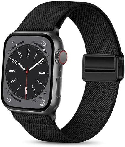Issinlky Sport Solo Loop Compatible con Apple Watch Band 38mm 40mm 41mm, Ajustable banda magnética de nylon elástico para iWatch Serie 9 8 7 6 5 4 3 2 1 SE