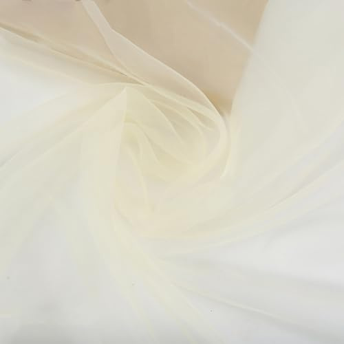 Tissu en organza 100 cm x 150 cm - Tulle au mètre - Tissu décoratif - Pour couture, bricolage, vêtements, robes de mariage, fête, anniversaire, mariage - Décoration de fond - Beige