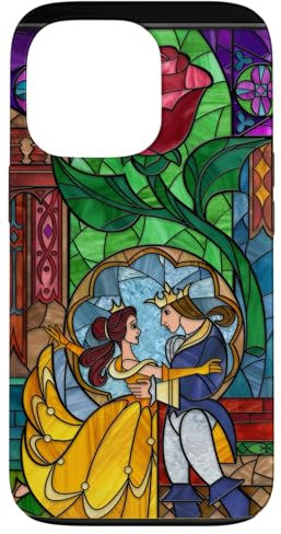 Hülle für iPhone 13 Pro Disney Die Schöne und das Biest Belle und Prinz Buntglas