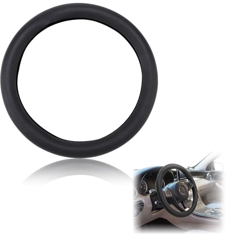 1 Artículo 32-40 CM Negro Cubierta del Volante de Coche en Silicona - Protección Universal, Antideslizante y Fácil de Limpiar para Volantes de 32-40 MM