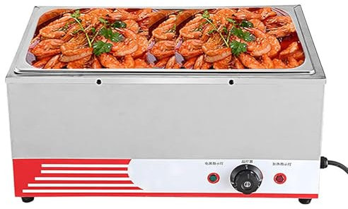 Scaldavivande elettrico a bagnomaria a buffet in acciaio inossidabile da 1500 W, 86-176 ℉/30-80 ℃, con coperchi, per catering e ristoranti (Color : 1 Pan)