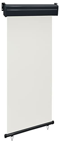 Vopese Toldo Lateral de balcón, toldo retráctil Manual para Exterior, Tela Impermeable, 80x250 cm, Crema, para terraza o balcón