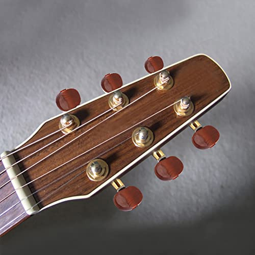 Yctze 3L3R Verriegelbare Stimmwirbel für Akustische E-Gitarre, Goldene und Braune Kunststoff-Stimmwirbel mit Ukulele-Wirbeln und Mechaniken (GOLD)