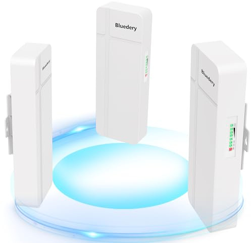 Point to Two Point Wireless Bridge for Starlink Internet, 3KM Outdoor 5.8G Network WiFi Bridges Extender CPE Access Point with 16DBi Antenna 2 100Mbps LAN Port 24V PoE Power Adapter 3-Pack