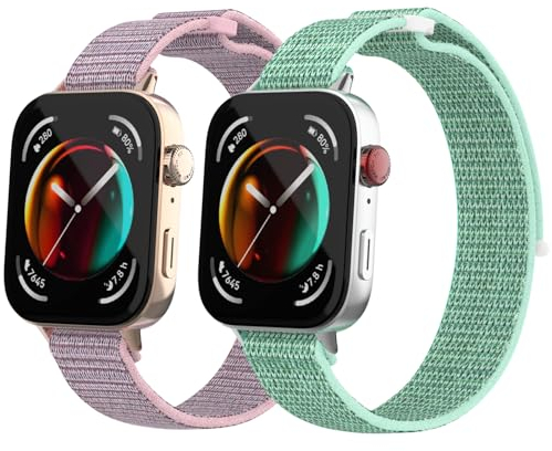 NewJourney 2 pcs Nylon Armband Kompatibel mit Huawei Watch Fit 3 Verstellbare Sport Ersatzarmband elastisch Uhrenarmband Geflochtenes Nylon Armband Strap Zubehör für Damen Herren Armbänder