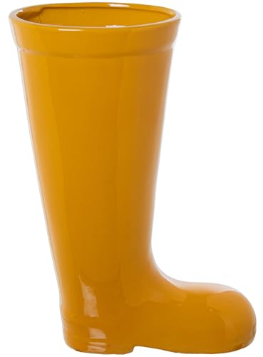 DRW Porte-Parapluie en Forme de Botte en céramique Jaune 39 x 20 x 53 cm